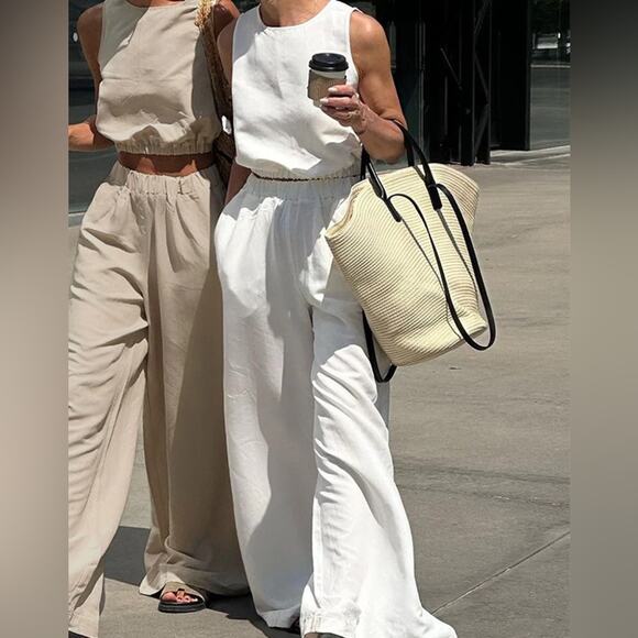 Commense Other - NWT REVOLVE & LINEN lovers COMMENSE 2 PC SET pants & top white XS